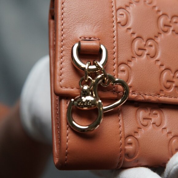 GUCCI Ssima Horse Bit Heart GG Logo Leather Long Bifold Wallet - Picture 10 of 13